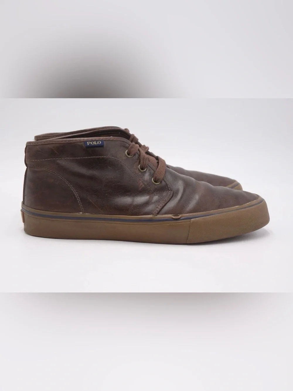 Polo by Ralph Lauren Brown Leather Chukka Sneakers Mens Sz 9.5